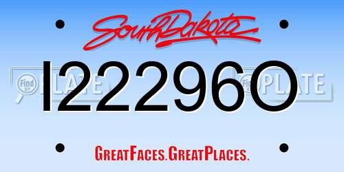I22296O South Dakota License Plate