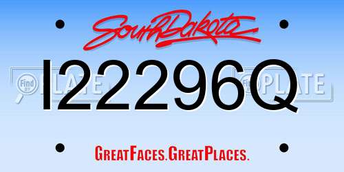 I22296Q South Dakota License Plate