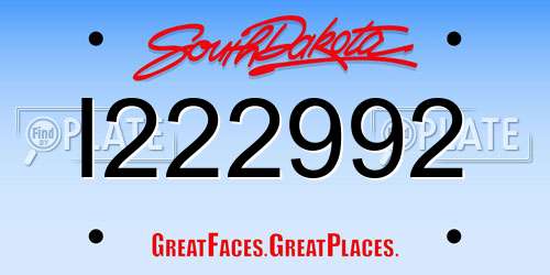 I222992 South Dakota License Plate