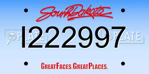 I222997 South Dakota License Plate