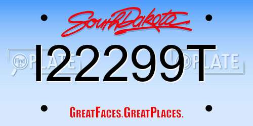 I22299T South Dakota License Plate