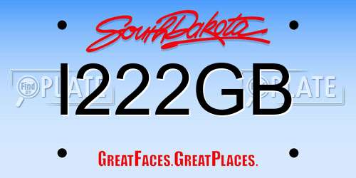 I222GB South Dakota License Plate