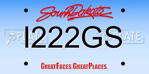 I222GS South Dakota License Plate