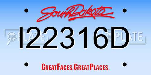 I22316D South Dakota License Plate