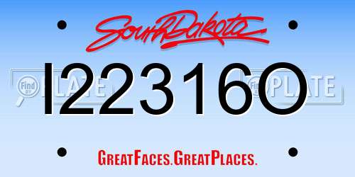 I22316O South Dakota License Plate