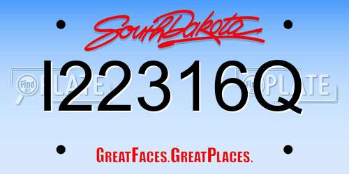 I22316Q South Dakota License Plate