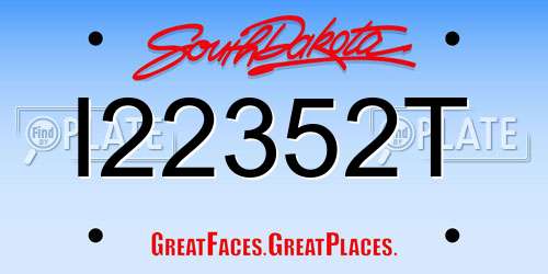 I22352T South Dakota License Plate