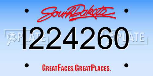 I224260 South Dakota License Plate