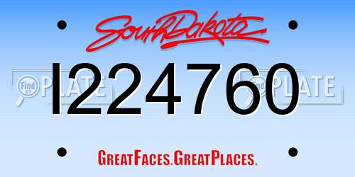 I224760 South Dakota License Plate