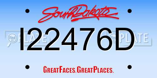 I22476D South Dakota License Plate