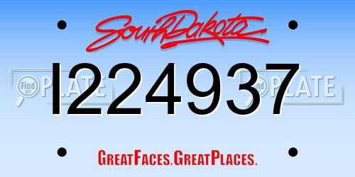 I224937 South Dakota License Plate