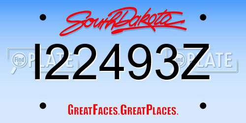 I22493Z South Dakota License Plate