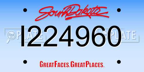 I224960 South Dakota License Plate