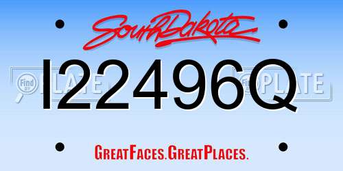 I22496Q South Dakota License Plate