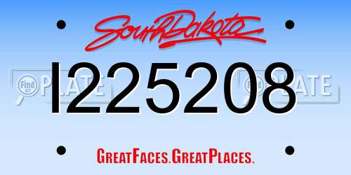 I225208 South Dakota License Plate