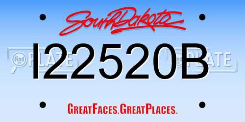 I22520B South Dakota License Plate