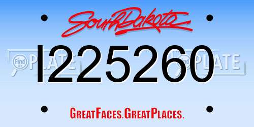 I225260 South Dakota License Plate