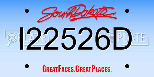 I22526D South Dakota License Plate