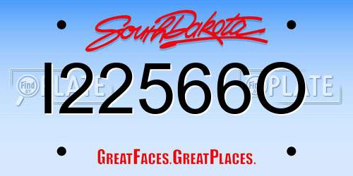 I22566O South Dakota License Plate