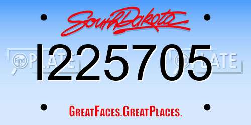 I225705 South Dakota License Plate