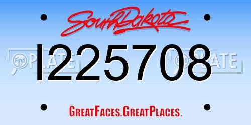 I225708 South Dakota License Plate