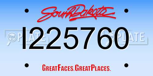 I225760 South Dakota License Plate