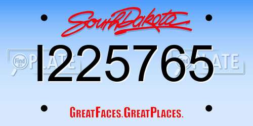 I225765 South Dakota License Plate