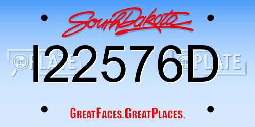 I22576D South Dakota License Plate