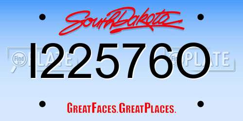I22576O South Dakota License Plate