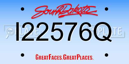 I22576Q South Dakota License Plate
