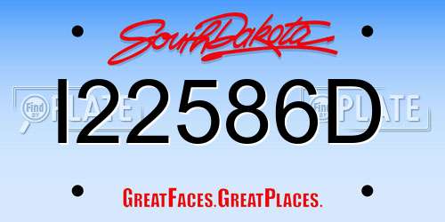 I22586D South Dakota License Plate