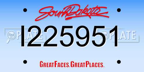I225951 South Dakota License Plate