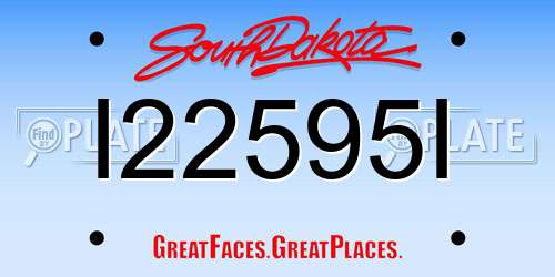 I22595I South Dakota License Plate