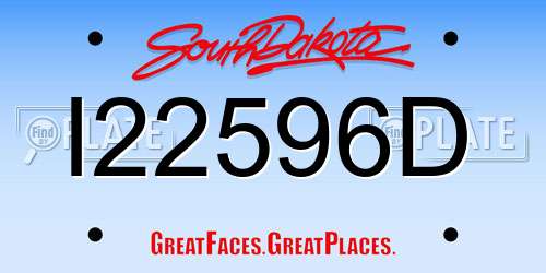 I22596D South Dakota License Plate