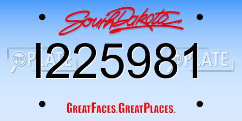 I225981 South Dakota License Plate