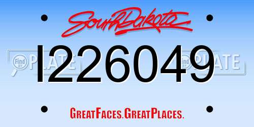 I226049 South Dakota License Plate