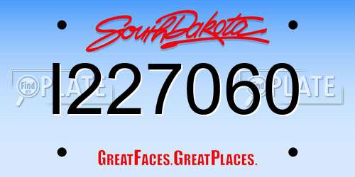 I227060 South Dakota License Plate