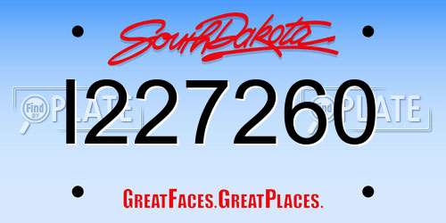 I227260 South Dakota License Plate