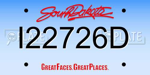I22726D South Dakota License Plate