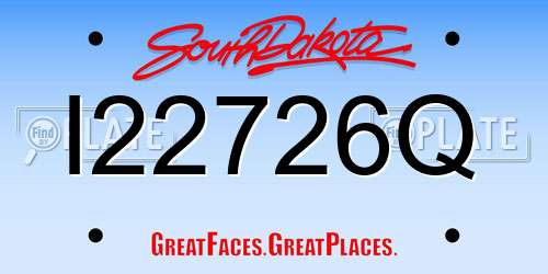 I22726Q South Dakota License Plate