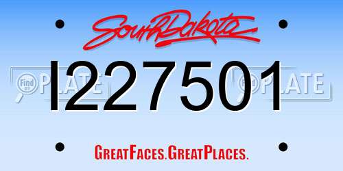 I227501 South Dakota License Plate