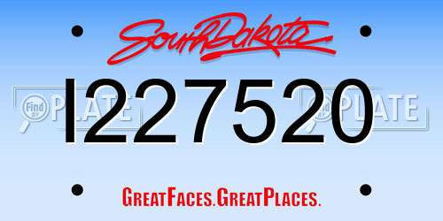 I227520 South Dakota License Plate