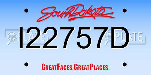 I22757D South Dakota License Plate
