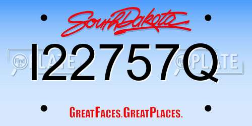 I22757Q South Dakota License Plate