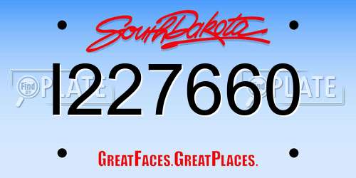 I227660 South Dakota License Plate