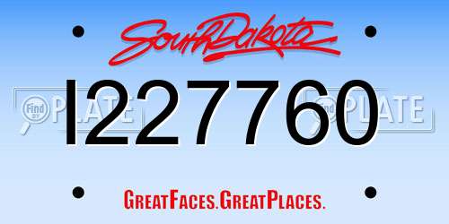 I227760 South Dakota License Plate