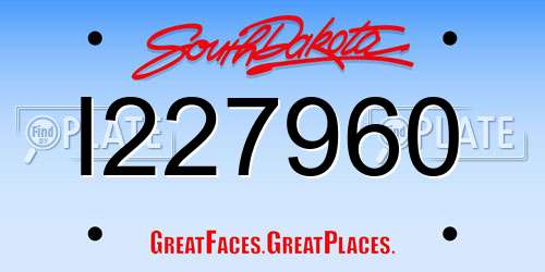 I227960 South Dakota License Plate