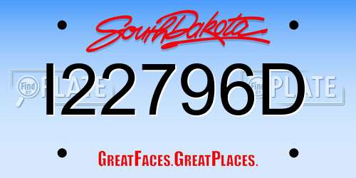 I22796D South Dakota License Plate