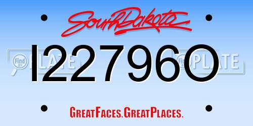 I22796O South Dakota License Plate