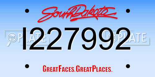 I227992 South Dakota License Plate